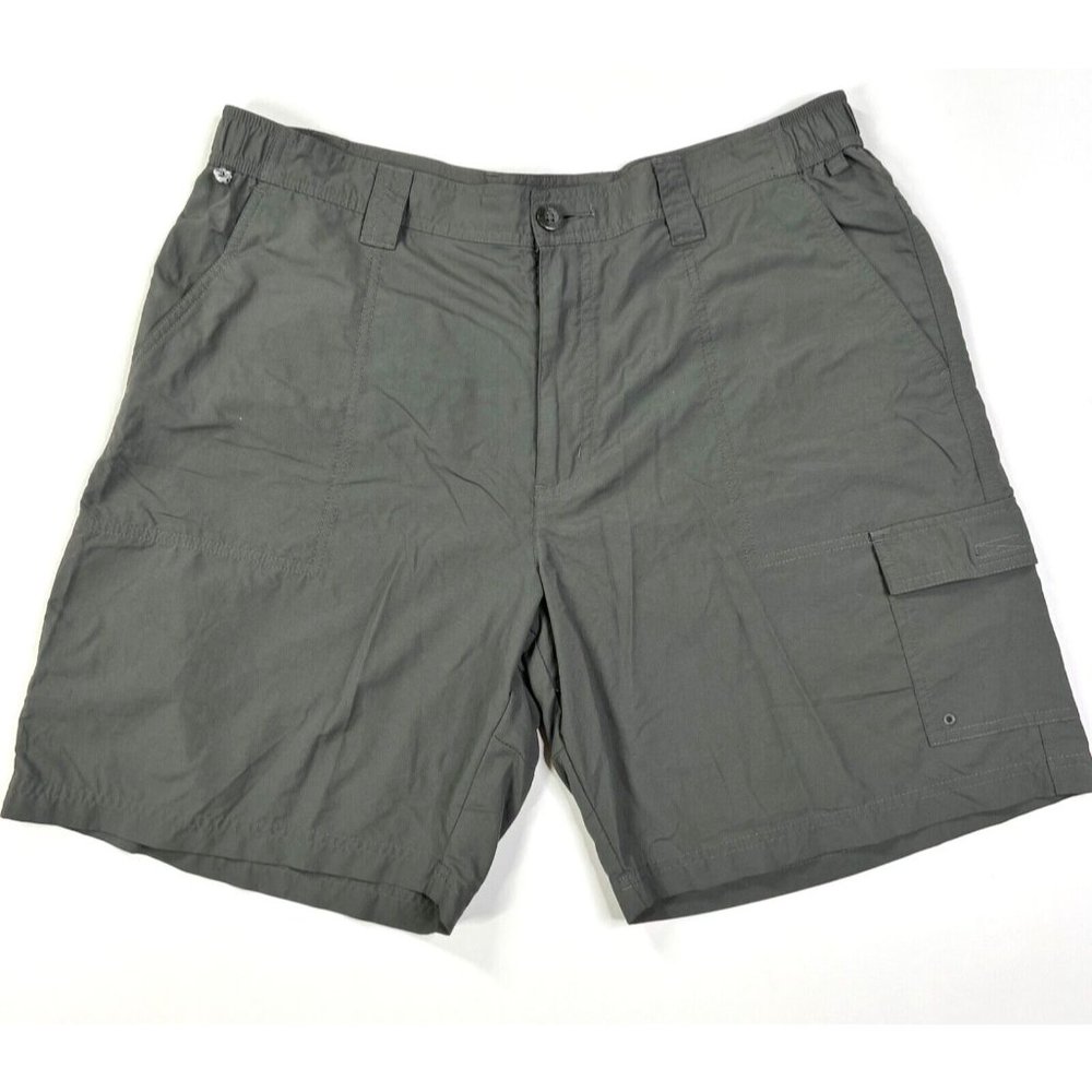 Columbia PFG Fishing Shorts Mens Size 36 Cargo Gray Polyester Hiking 8" Inseam